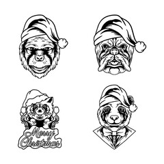 christmas animals bundle illustration