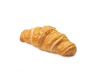 The close up of delicious butter croissant bakery on white background.