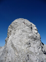 Mountain view of famous climbing route from Jubilaumsgrat to Zugspitze mountain, Germany