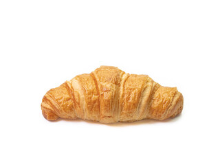 The close up of delicious butter croissant bakery on white background.