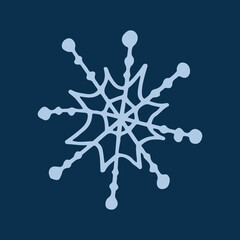 Snowflake simple doodle illusatration. Hand drawn snow element isolated on white background. Winter season, Christmas celebration