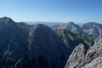 Mountain view of famous climbing route from Jubilaumsgrat to Zugspitze mountain, Germany