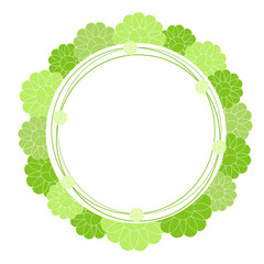 Green Doodle Circle Flower Frame Isolated On