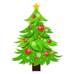 Christmas tree on white background for holiday xmas and new year.