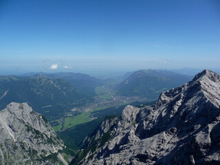 Mountain view of famous climbing route from Jubilaumsgrat to Zugspitze mountain, Germany