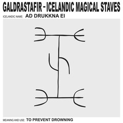  vector icon with ancient Icelandic magical staves Ad Drukkna Ei. Symbol means and is used to prevent drowning