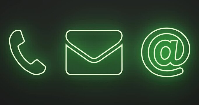 abstract contact icons as neon light with alpha mask 4k - 3D rendering