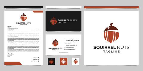 business, company or corporate brand identity. Squirrel nut modern logo design for halloween celebration