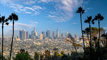 Los Angeles downtown skyline cityscape in CA