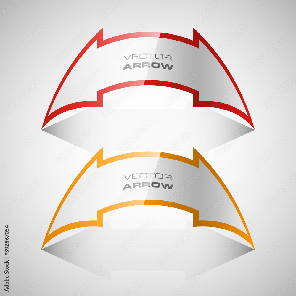 Poster Vector Arrow banners set. Direct shape. 3d Abstract Background. Business infographic presentation diagram. Section compare service. Up and down trend. Paper index. Exact pointer