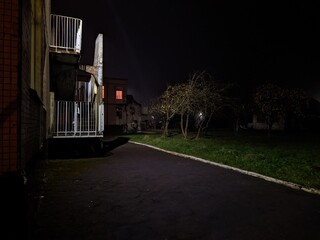 night illumination of a small and calm city buildings © Левон Мартиросян