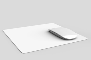 Blank mouse pad with computer mouse for branding or design presentation. 3d render illustration. © godesignz