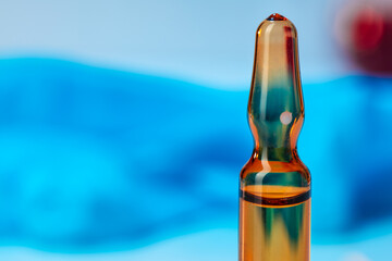 Plain ampule vials for injections close up