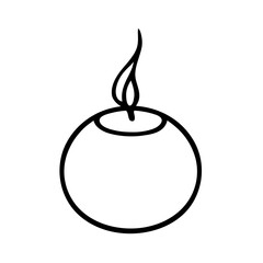 A  burning candle. Single vector isolated element on white background. Outline drawing.
