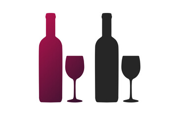 Wine glass and bottle. Simple icon set. Flat style element for graphic design. Vector EPS10 illustration.