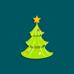 christmas tree isolated vector flat illustration. design element
