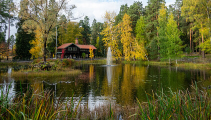 Fototapeta na wymiar City park in the city of Falun, Dalarna, Sweded