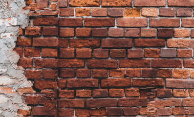 unusual wall of red vintage bricks, texture background