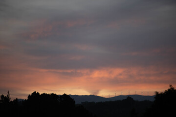 sunset over the eolic park
