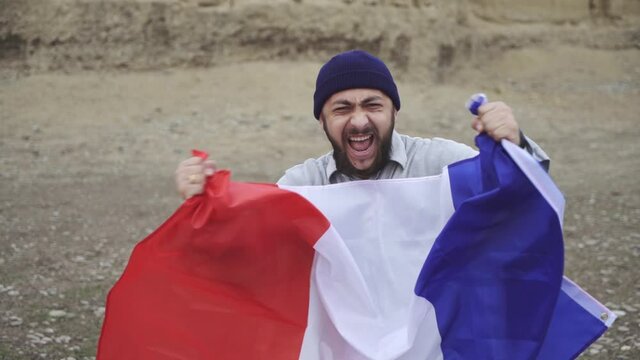 Man is Celebration with France Flag