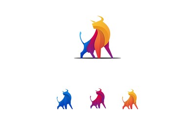 illustration of a bull logo design with nice color