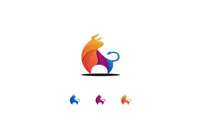 illustration of a animals bull logo design colorfull