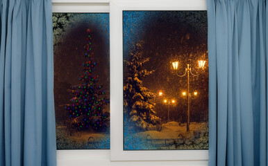 frozen window view the night before christmas