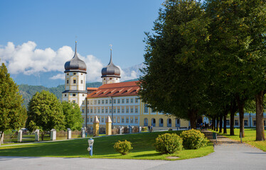 STAMS, AUSTRIA, SEPTEMBER 9, 2020 - Cistercian Stams Abbey (Stift Stams) in Stams, Imst district,...