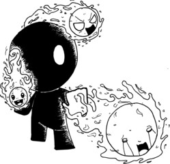 Cute character wth three wisp
