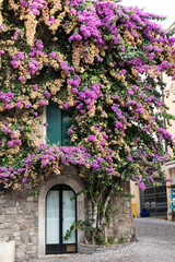 Sirmione Italy 09/25/2020. Old house  with beautiful flowers in Sirmione Italy.