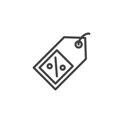Discount price tag line icon. linear style sign for mobile concept and web design. Percentage sale label outline vector icon. Symbol, logo illustration. Vector graphics