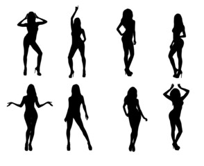 Silhouette Of Sexy Woman Pose Set