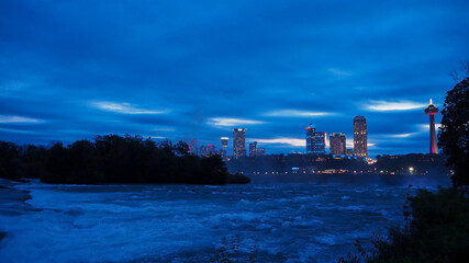 The Niagara falls  and view of Toronto Town at Buffalo, USA