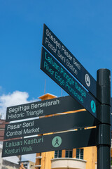 Signboard showing directions at Pasar Seni, Central Market, Malaysia