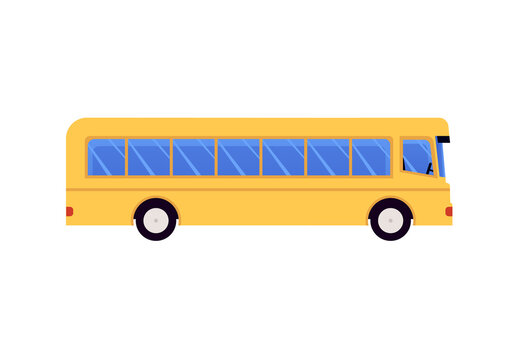 Bus for passengers transportation side view, flat vector illustration isolated.