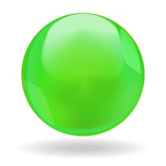 Green shiny bubble or round drop isolated on white background