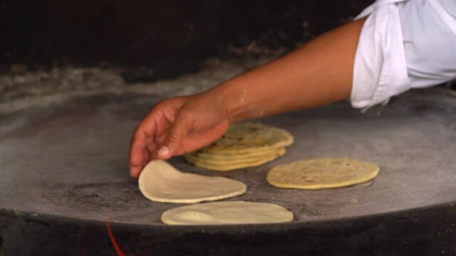 Making corn tortillas. Traditional Guatemalan food.