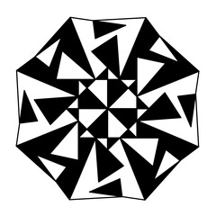 abstract geometric black and white eight sided polygon-8v2