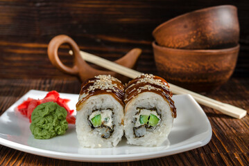 sushi rolls with eel