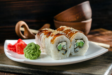 sushi rolls with eel