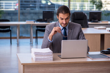 Young male employee working in the office