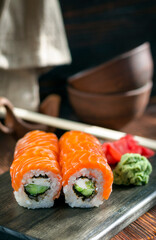 salmon sushi rolls