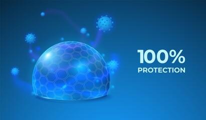 Fototapeta na wymiar Transparent shield. Abstract protect sphere, safety global energy field. Protective antiviral bubble, 3d force recent dome vector background. Illustration transparent antiviral shield, bubble sphere