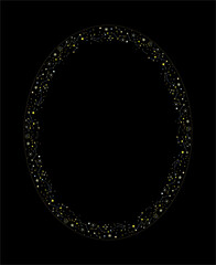 Beautiful gold oval made of stars and constellations with place for text inside isolated on the black background. Vector