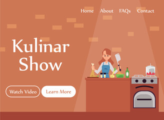 Vector design for web app with video recording or broadcast of kulinar show on tv