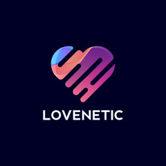 Heart vector symbol. Valentine's day ribbon logotype.