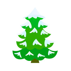Snow covered Christmas tree. Vector illustration