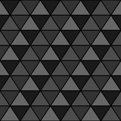 Fototapeta premium Triangles. Triangular shapes background. Triangle figures wallpaper. Polygons backdrop. Mosaic motif. Tiles illustration. Geometrical pattern. Digital paper design, textile print. Seamless abstract.