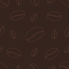Obraz premium Hand drawn Coffee beans outline seamless pattern background. Great for wallpaper, packaging design.