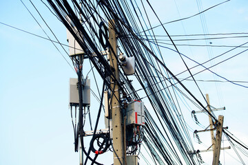 messy wire of electric line